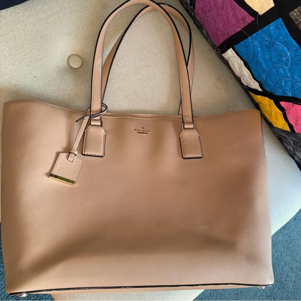 Kate Spade NYC Cameron Street Lucie Large Tote Leather Tan Shopper Handbag Bag